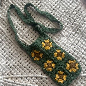 Handcrafted Green and Yellow Crochet Bag